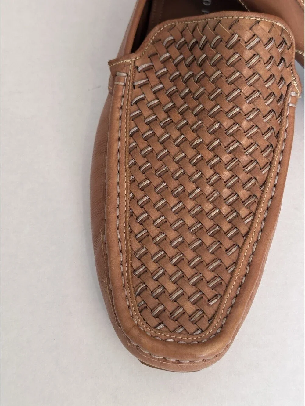 Donald Pliner Damion Leather Casual Mens Loafer Woven Calf Cognac Size 10
